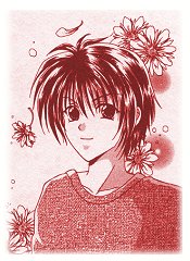 Shuichi amid flowers